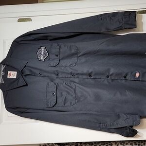Dickies Button-Up Shirt W/Harley Patch. Long Sleeve